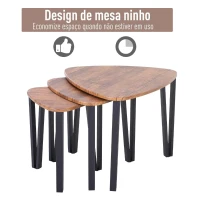 HOMCOM Conjunto de 3 Mesas de Café Nido Mesa de Café Moderna Mesa Auxiliar Mesas de Café para sala de estar 56x54.2x45.4 cm(m-8)