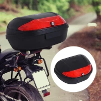 HOMCOM Mala para Motocicleta Mala para Mota Capacidade de 52L com Fechadura e 2 Chaves 59,5x43,5x31 cm Preto e Vermelho(m-2)