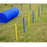 PawHut Kit Treino Agility Agilidade Cães Salto Túnel e Slalom Azul Amarelo(m-10)