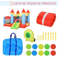 Outsunny Castelo inflável infantil com escorrega cama de salto insuflador e bolsa de transporte para interior e exterior 280x260x210 cm Multicolor(m-7)