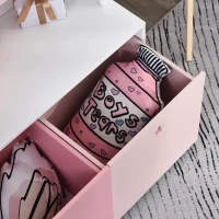 HOMCOM Estante de Madeira Infantil Estante de Livros para Crianças com 4 Compartimentos 1 Porta e 2 Gavetas Removíveis com Rodas para Livros Brinquedos 80x34x130cm Rosa e Branco(m-8)