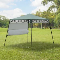 Outsunny Tenda Dobrável 220x220x208 cm com Proteção UV Altura ajustável de 2 niveis Tecido Oxford com estrutura de aço Lateral e Bolsa de Transporte Verde(m-2)