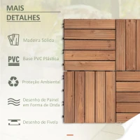 Outsunny Conjunto de 27 Ladrilhos de Madeira 30x30 cm com Área de 2,43 m² Sistema Click de Ladrilhos Castanho(m-5)