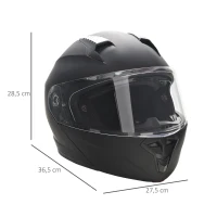 HOMCOM Capacete de Moto Integral Tamanho XL-61/62cm Capacete de Motocicleta com Dupla Viseira Cabeçote Anticolisão com Certificação Europeia Unisex Cor Preta(m-3)