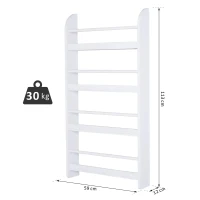 HOMCOM Estante de Parede para Livros com 4 Prateleiras Estante de Livros para Escritório Dormitório Entrada Carga Máxima 30 kg 56x12x113 cm Branco(m-3)