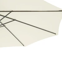 Outsunny Chapéu de Sol de Jardim Ø300x260cm Chapéu de Sol Excêntrico Inclinável com Manivela Base Cruzada e Suporte de Metal 8 Hastes para Terraço Exterior Balcão Creme(m-11)