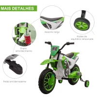 HOMCOM Mota Elétrica para Crianças acima de 3 Anos 12V Mota de Brinquedo Infantil com 2 Rodas de Equilíbrio Velocidade Máx. 8km/h Arranque Suave 106,5x51,5x68cm Verde(m-6)
