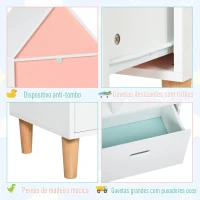 HOMCOM Estante Infantil de madeira com 4 prateleiras 1 gaveta compacta 50x30x142 cm Branco(m-8)