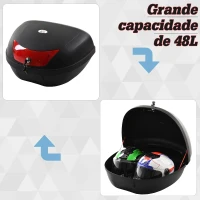 HOMCOM Mala para Motocicleta Mala para Mota Capacidade de 48L com Fechadura e 2 Chaves 59x43x33 cm Preto e Vermelho(m-7)