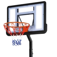 HOMCOM Tabela de Basquetebol Portátil Ajustável em Altura com Base Recarregável para Crianças e Adultos 86x165x302-352 cm Preto(m-8)