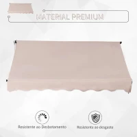 Outsunny Toldo Manual Retrátil 200x150 cm com Manivela de Alumínio Ângulo Ajustável Proteção Solar para Varanda Jardim Pátio Branco(m-6)
