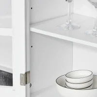 HOMCOM Armário de cozinha  Armário aparador com 2 portas  2 gavetas e prateleira aberta para microondas 68x39,5x170 cm branco(m-8)