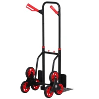 DURHAND Carrinho de mão de escada dobrável portátil carga 120 kg 60x45x109cm Vermelho e Preto(m-12)