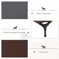 PawHut Cama Elevada para Cães Cama de Animais de Estimação com Malha Transpirável e Tecido Oxford para Exterior Interior Ar Livre Jardim Terraço 92x76x18cm Marrom(m-6)
