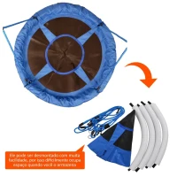 HOMCOM Baloiço para Criança tipo Ninho Baloiço Infantil Redondo acima de 3 Anos Carga Máx. 100 kg Ø100x180 cm Azul(m-5)