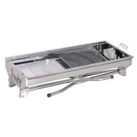 Outsunny Barbecue a Carvão Portátil Dobrável com Prateleiras de Armazenamento para Jardim Exterior Campismo 104x33x70 cm Prata(m-7)