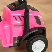 HOMCOM Trator para Crianças de 12-36 Meses com Reboque Removível Carro Andador com Buzina Farol Pá e Ancinho Carga 25kg 91x29x44cm Rosa(m-9)