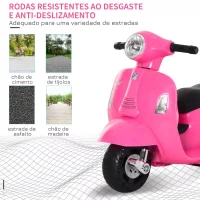 HOMCOM Mota elétrica para crianças acima de 18 meses com licença  faróis  buzina e 4 rodas 66,5x38x52 cm Rosa(m-6)