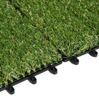 Outsunny Relva Artificial 30x30cm 10 Peças com Altura de 25mm Alta Densidade 11000 Relva Artificial de Encaixe para Exterior Pátio Terraço Verde(m-8)