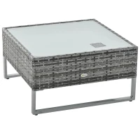 Outsunny Conjunto de 4 Móveis de vime para Jardim com 2 Sofás Duplos Mesa central mesa de baú e almofadas removíveis 132x69x64 cm Cinza(m-11)