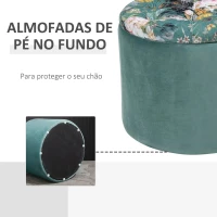 HOMCOM Banco de Armazenamento Puff Apoio para os Pés Redondo com Tampa Removível Acolchoado e Estofado para Sala de Estar Dormitório Φ50x38cm Turquesa(m-4)