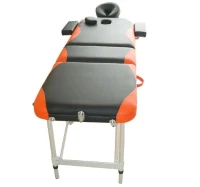 HOMCOM Marquesa de Massagem Dobrável e Portátil com Altura Ajustável e Apoio para a Cabeça 180x60x62-82 cm Laranja e Preto(m-8)