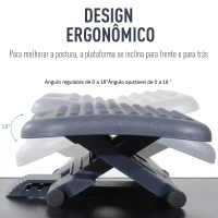 HOMCOM Apoio para os pés para escritório Altura ajustável a 3 níveis  Cor Preto 46 x 35 cm(m-4)