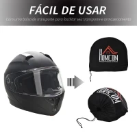 HOMCOM Capacete de Moto Integral Tamanho XL-61/62cm Capacete de Motocicleta com Dupla Viseira Cabeçote Anticolisão com Certificação Europeia Unisex Cor Preta(m-6)