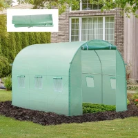 Outsunny Cobertura de Estufa com 6 Janelas e Porta para Jardim Anti-UV PE 300x200x200 cm Verde(m-9)