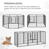 PawHut Parque para animais de estimação com 8 Varas Dobrável com Porta e Dupla Trava 79x100cm Preto(m-4)