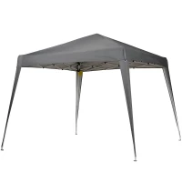 Outsunny Tenda Dobrável Tenda com Desenho Pop Up para Jardim Campismo Festas Eventos Aço e Oxford 2.4x2.4 m Cinza(m-1)