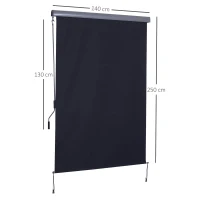 Outsunny Toldo Vertical Enrolável 140x250 cm com Manivela Proteção UV para Interior Exterior Varanda  Cinza(m-3)