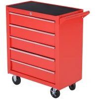 DURHAND Carrinho de Ferramentas com 5 Gavetas Rodas Trava Armário de Armazenamento para Oficina de Garagem e Chapa de Aço 69x33x75 cm Vermelho(m-1)