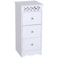 HOMCOM Armário Auxiliar Casa de Banho com 3 Gavetas Móvel de Armazenamento para Casa de Banho Dormitório 29,8x29,8x68,5 cm Branco