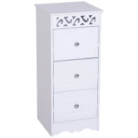 HOMCOM Armário Auxiliar Casa de Banho com 3 Gavetas Móvel de Armazenamento para Casa de Banho Dormitório 29,8x29,8x68,5 cm Branco(m-1)