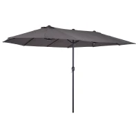Outsunny Chapéu de Sol Duplo para Jardim 4,6x2,7x2,4m Chapéu de Sol Anti UV com Manivela para Exterior Cinza(m-1)