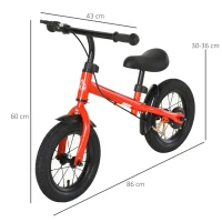 HOMCOM Bicicleta sem Pedais com Altura Ajustável Pneus de Borracha Insufláveis Assento Acolchoado 86x43x60 cm Vermelho(m-3)