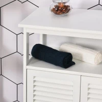kleankin Armário Casa de Banho com 2 Portas Persianas e Compartimento Aberto Desenho Moderno 60x30x81,6 cm Branco(m-11)