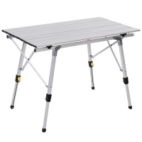 Outsunny Mesa de piquenique dobrável Mesa de camping de alumínio Altura regulável 90x53x45 / 65 cm Carga 30Kg(m-1)