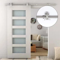 HOMCOM Ferragens para Porta Corredeira Kit de Acessórios para Porta Corredeira com Trilho de Aço Inoxidável Ø2,5x200cm Prata(m-2)