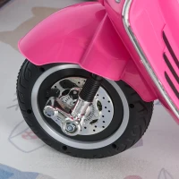 HOMCOM Mota Elétrica Vespa com Faróis Música 2 Rodas Auxiliares para Crianças acima de 3 Anos 108x49x75 cm Rosa(m-11)