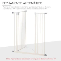 PawHut Barreira de Segurança para Portas e Escadas Barreira para Animais de Estimação com Fechadura Automática Extensível 17,5cm Metal 74-80/91,5-97,5x104,1cm Branco(m-5)