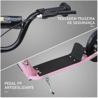 HOMCOM Trotinete para Crianças acima de 5 anos Scooter de 2 Rodas Grandes de 12 Polegadas com Freio e Guidão Ajustável em Altura Carga Máx. 100kg 120x52x80-88cm Rosa(m-6)