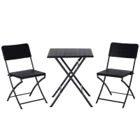 Outsunny Conjunto de Mesa e Cadeiras de Jardim Conjunto de Móveis de Exterior Dobráveis 61,6x61,6x74 cm e 57x44,5x81 cm  Preto(m-1)