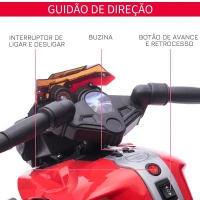 HOMCOM Moto Elétrica para Crianças a partir de 18 Meses 6V com Faróis Buzina 2 Rodas de Equilibrio Velocidade Máx. de 3km/h Motocicleta de Brinquedo 88,5x42,5x49cm Vermelho(m-5)