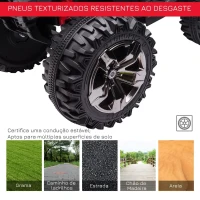 HOMCOM Quadriciclo Elétrico 12V para Crianças de 3-5 Anos com Farol Música Pneus de Suspensão Botões Avance e Retrocesso Veículo Elétrico a Bateria 100x65x73cm Vermelho(m-6)