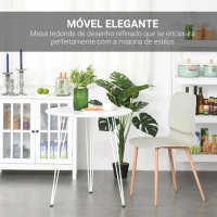 HOMCOM Mesa de Sala de Jantar Redonda com Pés em Forma de Garfo Metálicos Estilo Moderno para Cozinha Sala de Estar Cafeteria Ø70x75cm Branco(m-4)