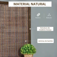 HOMCOM Biombo de 4 Painéis de Bambu Separador de Ambientes Dobrável com 2 Prateleiras Removíveis para Dormitório 180x180cm Marrom(m-7)