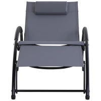 Outsunny Espreguiçadeira de Jardim Reclinável com Encosto Ajustável de 5 Níveis Apoio para os Pés Regulável e Apoio para a Cabeça Removível para Terraço Balcão Exterior 66x152x81cm Cinza(m-4)
