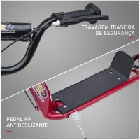 HOMCOM Trotinete para Crianças acima de 5 anos Scooter de 2 Rodas Grandes de 12 Polegadas com Freio e Guidão Ajustável em Altura Carga Máx. 100kg 120x52x80-88cm Vermelho(m-6)